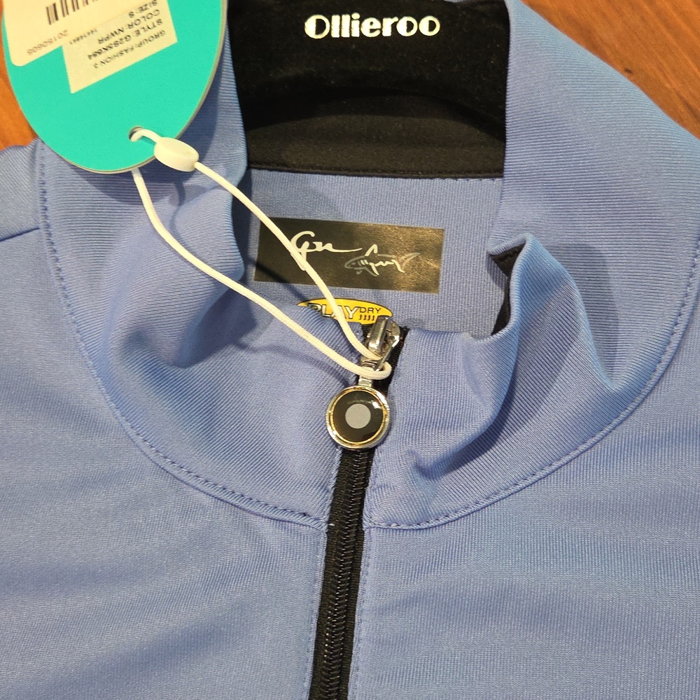 Greg Norman Play Dry Periwinkle Half Zip Golf Top Black Trim Small - Picture 3 of 9